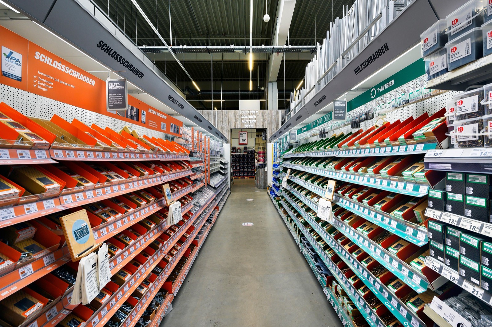 Modern DIY retail store interior with organised shelving